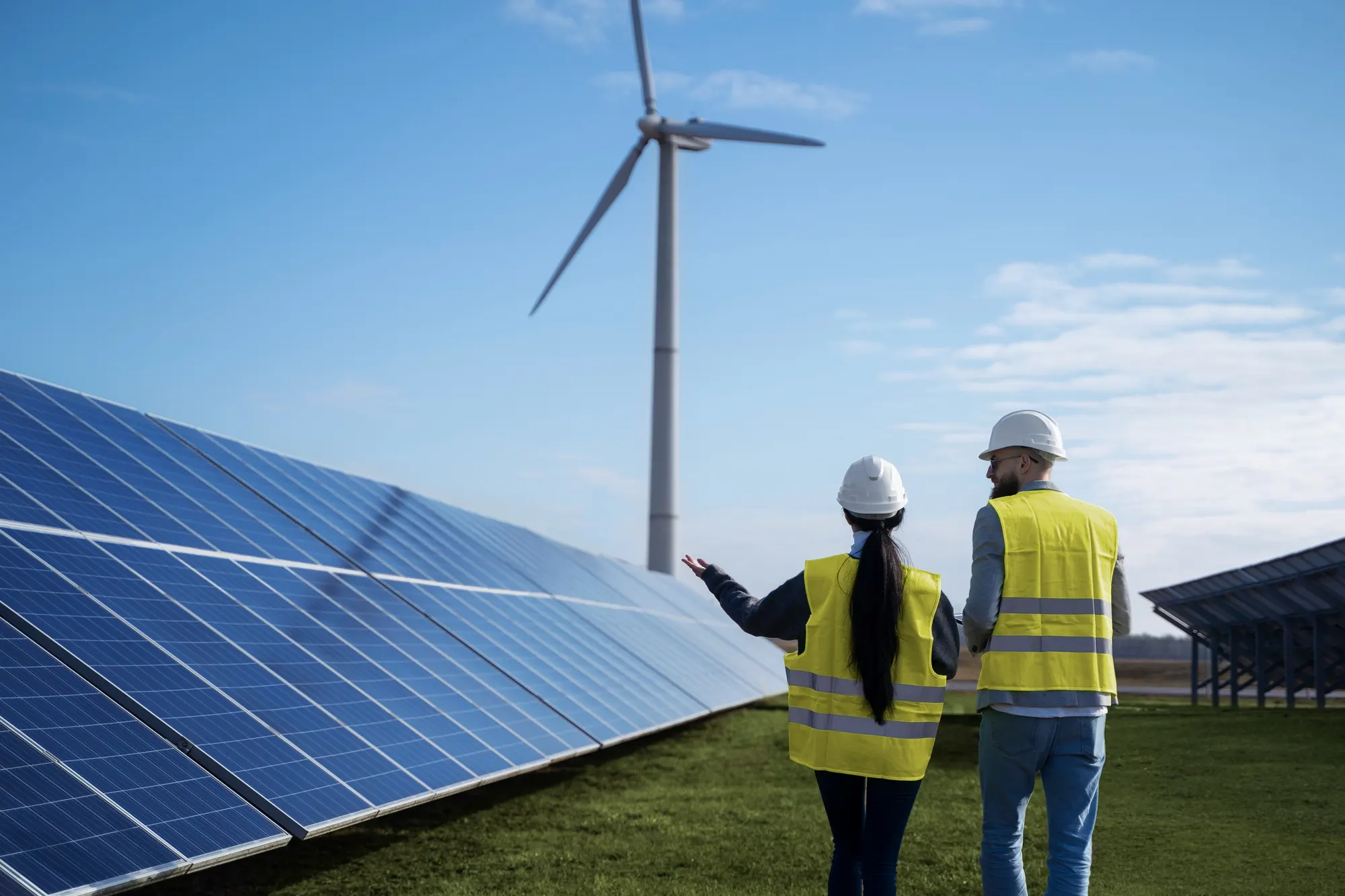 Engineers reviewing a renewable generation site